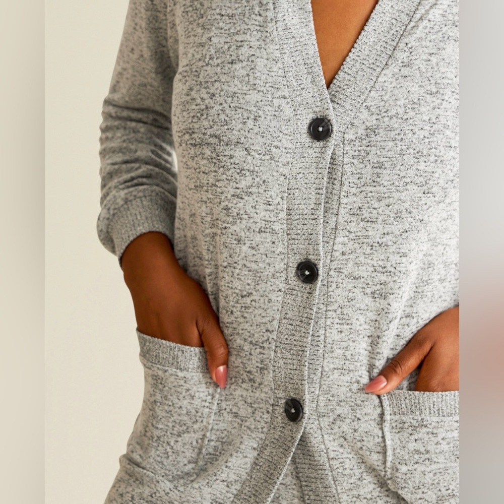 Honeydew Gray Button-Up Women's Sweater